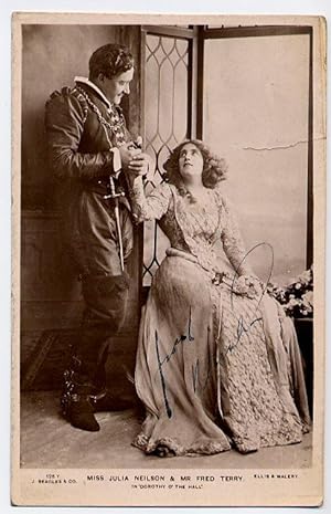 Seller image for Miss Julia Neilson and Mr Fred Terry Edwardian Theatrical Personality Post Card Photograph [Signed] for sale by Little Stour Books PBFA Member