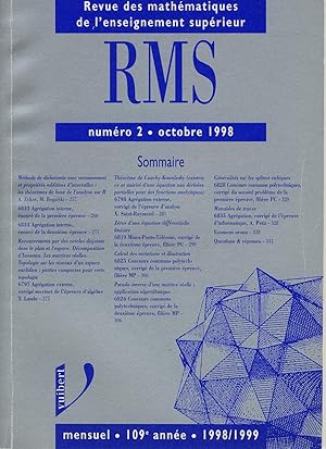 Seller image for Revue des mathmatiques de l'Enseignement suprieur RMS N2 octobre 1998 for sale by Sylvain Par