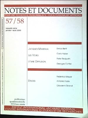 Bild des Verkufers fr Jacques Maritain: Les voies d'une diffusion - tudes Notes et Douments; 57/ 58 // Publication quadrimestrielle XXVme anne zum Verkauf von books4less (Versandantiquariat Petra Gros GmbH & Co. KG)