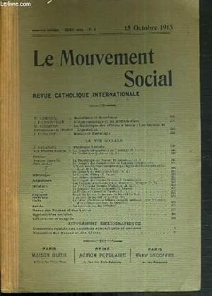 Seller image for LE MOUVEMENT SOCIAL - REVUE CATHOLIQUE INTERNATIONALE - XXXVIIIe ANNEE - 15 OCTOBRE 1913 for sale by Le-Livre