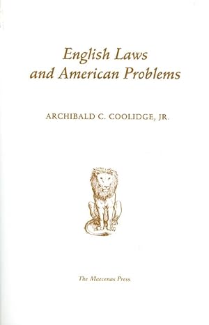 Image du vendeur pour English Laws and American Problems mis en vente par The Haunted Bookshop, LLC