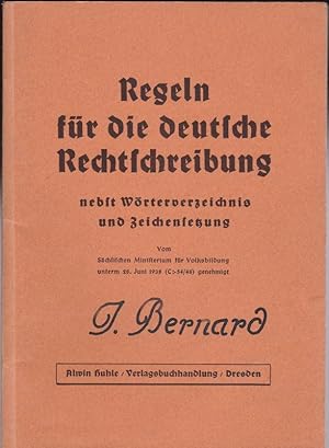 Seller image for Regeln fr die deutsche Rechtschreibung, Nebst Wrterverzeichnis und Zeichnungen for sale by Versandantiquariat Karin Dykes