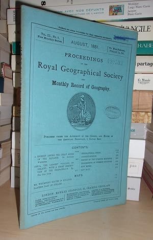 GEOGRAPHICAL SOCIETY & MONTHLY RECORD OF GEOGRAPHY : Vol. III, no. 8 - August 1881