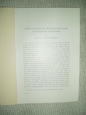 Seller image for Some Features of Sentence-structure in Aeschylus' Suppliants for sale by Expatriate Bookshop of Denmark