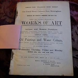 "Wellington House" Moseley - Catalogue of Sale of Works of Art, Antique and Modern Furniture.Oil ...