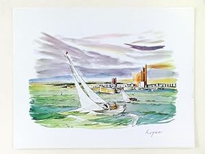 Seller image for 8 lithographies couleurs sous portefeuille : Royan - Bonne Anse (2 exemplaires) - Mortagne (2 exemplaires) - Talmont (2 exemplaires) - Saint Georges de Didonne for sale by Librairie du Cardinal