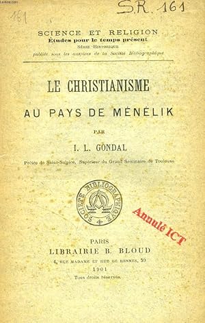 Seller image for LE CHRISTIANISME AU PAYS DE MENELIK (SCIENCE ET RELIGION, ETUDES POUR LE TEMPS PRESENT, N 161) for sale by Le-Livre