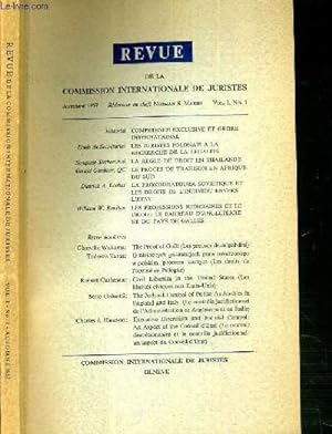 Bild des Verkufers fr REVUE DE LA COMMISSION INTERNATIONALE DE JURISTES - VOL.I - NI - AUTOMNE 1957 zum Verkauf von Le-Livre