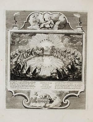 Bild des Verkufers fr Kupferstich von Demarne aus einer Bilderbibel. Apoc. V. 7. 9. L'agneau ouvre le livre et est adore. zum Verkauf von Antiquariat Thomas Rezek