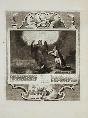 Bild des Verkufers fr Kupferstich von De Marne aus einer Bilderbibel. Apoc. X. 1. 3. St. Jean voit un ange fort. zum Verkauf von Antiquariat Thomas Rezek