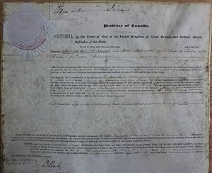 Province of Canada Land Grant of half an acre to Alexander Johnson and John Johnson in Town of Lo...