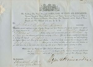 First Welland Regiment Military Captain Commission for Thomas C. Street signed by Elgin Kincardine