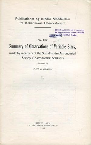 Seller image for Summary of Variable Stras, made by members of the Scandinavian Astronomical Society ( Astronomisk Selskab"), II. for sale by Antiquariat am Flughafen