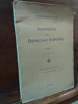 Immagine del venditore per Historia del Dereho Espaol Tomo I Fasciculo segundo venduto da Libros Antuano