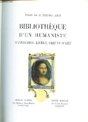 Imagen del vendedor de CATALOGUE DE VENTE AUX ENCHERES - BIBLIOTHEQUE D'UN HUMANISTE - Manuscrit, livres, objets d'art - A Drouot les 5 et 6 decembre 1966. a la venta por Le-Livre
