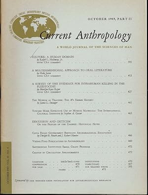 Imagen del vendedor de Culture: A Human Domain in Current Anthropology Volume 10, Number 4 a la venta por The Book Collector, Inc. ABAA, ILAB