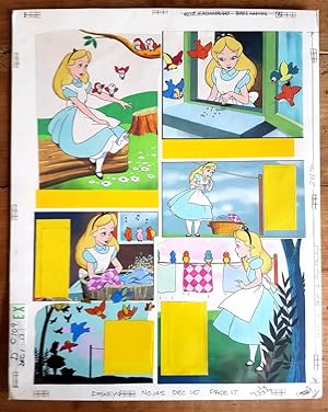 Imagen del vendedor de Magnifique planche originale encre de chine & gouache intitule " Alice in Wonderland - Birds washing " / ( Alice au pays des Merveilles ) a la venta por Librairie Victor Sevilla