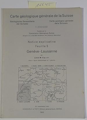 Bild des Verkufers fr Carte geologique generale de la Suisse 1:200000 - Notice explicative Feuille 5 Geneve-Lausanne zum Verkauf von Antiquariat Trger