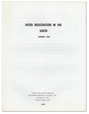 Voter Registration in the South. Summer, 1968
