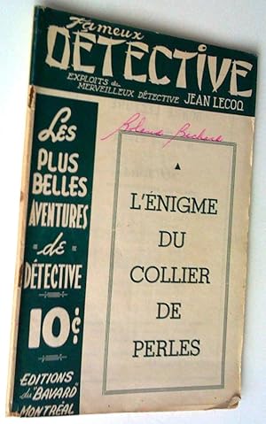 L'énigme du collier de perles. Exploits du merveilleux détective Jean Lecoq