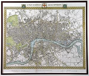 Seller image for A PLAN OF LONDON AND ITS ENVIRONS'. Plan of London with Arms of Westminster, London and Southwark set in top border. Extent: Hyde Park, Regents Park, Victoria Park, Peckham. Engraved by for sale by Garwood & Voigt