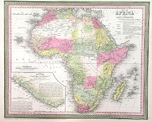 MAP OF AFRICA FROM THE LATEST AUTHORITIES. Map of Africa with inset map of the Republic of Libe...