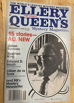 Bild des Verkufers fr Ellery Queen's Mystery Magazine December 1, 1980 Vol. 76 No. 6 Whole No. 447 The Wedding Gig by Stephen King zum Verkauf von biblioboy