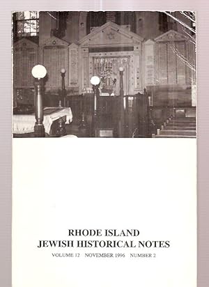 Bild des Verkufers fr Rhode Island Jewish Historical Notes November 1996 Volume 12 Number 2 zum Verkauf von biblioboy