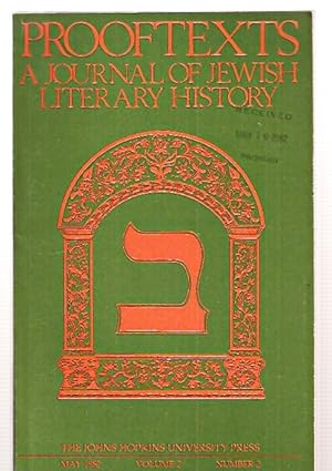 Imagen del vendedor de Prooftexts: a Journal of Jewish Literary History May 1982 Volume 2 Number 2 a la venta por biblioboy