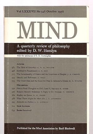 Seller image for Mind: A Quarterly Review Of Philosophy October 1978 for sale by biblioboy