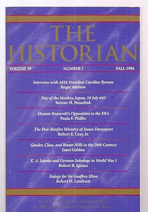 Bild des Verkufers fr The Historian Volume 59, Number 1 Fall 1996 zum Verkauf von biblioboy