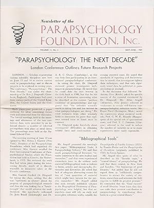 Image du vendeur pour Newsletter of the Parapsychology Foundation, Inc. Volume II, No. 3 May-June, 1964 mis en vente par biblioboy