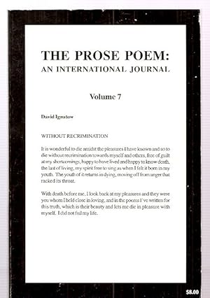 Image du vendeur pour The Prose Poem An International Journal Volume 7 / 1998 mis en vente par biblioboy