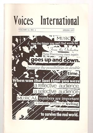 Image du vendeur pour Voices International Volume 12 No. 1 Spring 1977 An International Literary Quarterly mis en vente par biblioboy