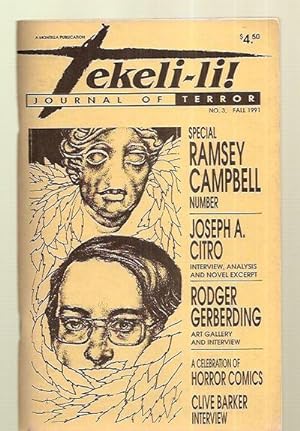 Bild des Verkufers fr Tekeli-li! Journal of Terror No. 3 - Fall 1991 zum Verkauf von biblioboy