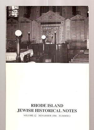 Imagen del vendedor de Rhode Island Jewish Historical Notes November 1996 Volume 12 Number 2 a la venta por biblioboy