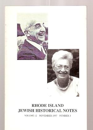 Imagen del vendedor de RHODE ISLAND JEWISH HISTORICAL NOTES NOVEMBER 1997 VOLUME 12 NUMBER 3 a la venta por biblioboy