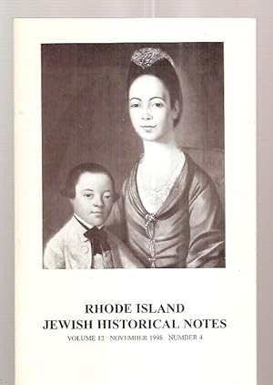 Imagen del vendedor de Rhode Island Jewish Historical Notes November 1998 Volume 12 Number 4 a la venta por biblioboy