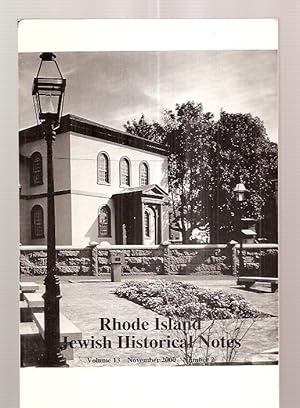 Image du vendeur pour Rhode Island Jewish Historical Notes November 2000 Volume 13 Number 2 mis en vente par biblioboy