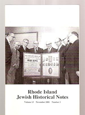 Bild des Verkufers fr Rhode Island Jewish Historical Notes November 2001 Volume 13 Number 3 zum Verkauf von biblioboy