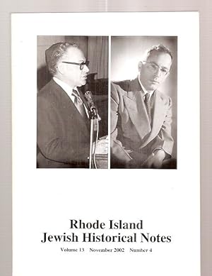 Imagen del vendedor de Rhode Island Jewish Historical Notes November 2001 Volume 13 Number 4 a la venta por biblioboy