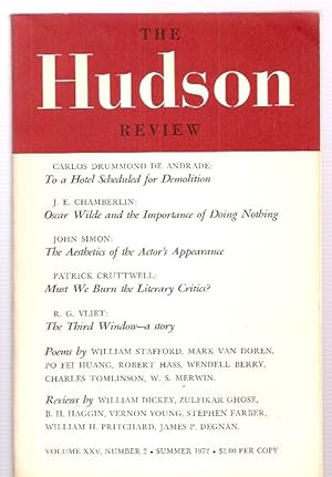 Seller image for The Hudson Review Volume XXV Number 2 Summer 1972 for sale by biblioboy