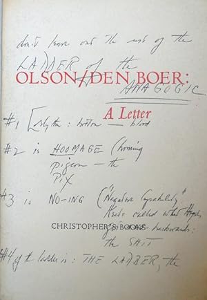 Imagen del vendedor de Olson / Den Boer: A Letter a la venta por Derringer Books, Member ABAA