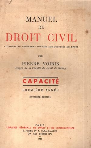 Manuel de droit civil / capacité 1ère année / conforme au programme officiel des facultés de droit