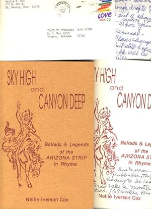 Seller image for SKY HIGH AND CANYON DEEP. BALLADS & LEGENDS OF THE ARIZONA STRIP IN RHYME for sale by BUCKINGHAM BOOKS, ABAA, ILAB, IOBA