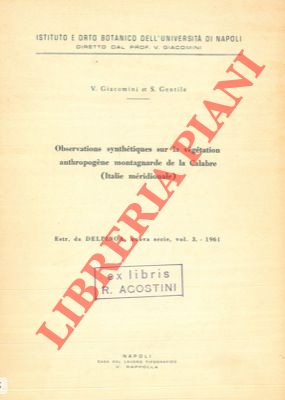 Observations synthétiques sur la végétation anthropogène montagnarde de la Calabre (Italie méridi...