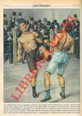 "La sfida di boxe tra un campione inglese ed uno francese". Ripetizione della tavola di Belrame d...