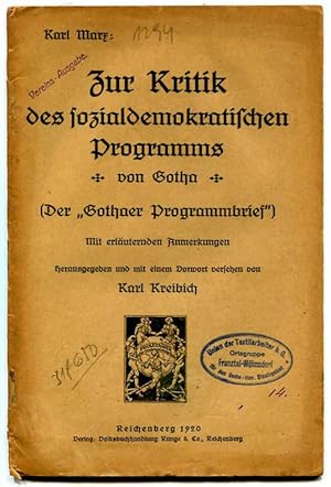 Zur Kritik des sozialdemokratischen Programms. Der "Gothaer Programmbrief"