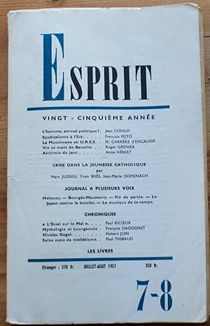 Esprit N° 7-8 de juillet-août 1957 - Vingt-cinquième année