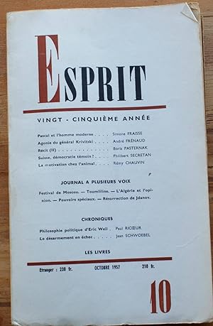 Esprit N° 10 de octobre 1957 - Vingt-cinquième année